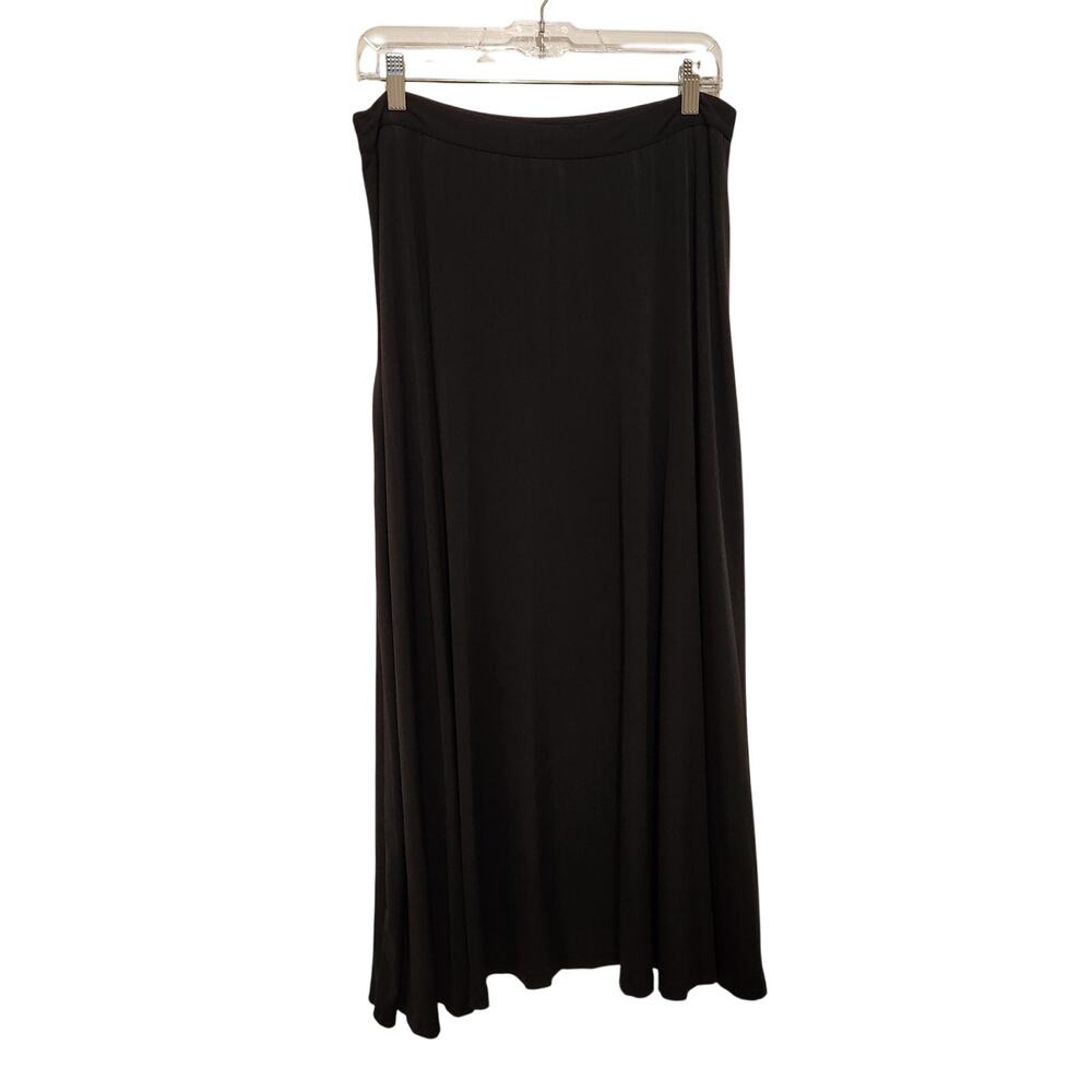 Vintage New Directions Black Side Zip Classic Stretch A-Line Maxi Skirt Size 12